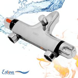 Bateria wannowa termostatyczna Estiva Berd ścienna chrom prawa odwrotna z wylewką 150 mm