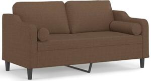 Sofa 2-osobowa z poduszkami, brÄ zowa, 140 cm, tkanina