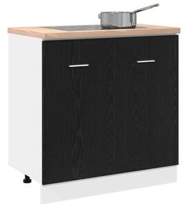 Szafka pod zlewozmywak czarna dąb 80x46x81,5 cm drewno kompozytowe