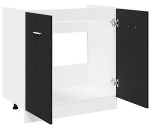 Szafka pod zlewozmywak czarna dąb 80x46x81,5 cm drewno kompozytowe