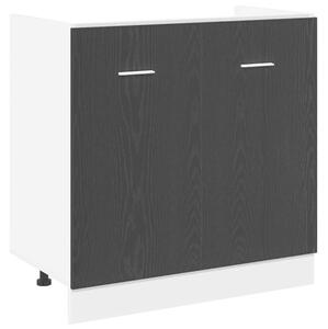 Szafka pod zlewozmywak czarna dąb 80x46x81,5 cm drewno kompozytowe