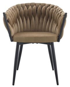 Nowoczesne stylowe krzesło jadalnia salon welur glamour KT220 brąz