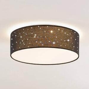 Lampa sufitowa LED Ellamina Lindby, czarny, salon / jadalnia, tkanina / materiał / jedwab, nowoczesny