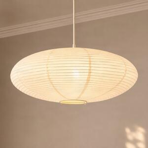 Lampa wisząca Gerald Lindby, możliwość ściemniania, kremowy / amber, salon / jadalnia, papier / lunolit / lunopal, skandynawski
