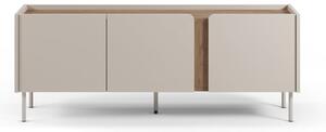 Kremowo-naturalna szafka pod TV w dekorze dębu 140x53x35 cm Lucile – Marckeric