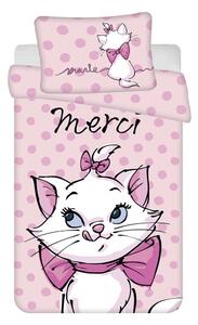 Różowa bawełniana pościel dziecięca do łóżeczka 100x135 cm Marie Cat "Merci" – Jerry Fabrics