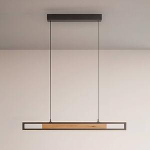 Paul Neuhaus Lampa wisząca Sveja, możliwość ściemniania, jasne drewno, salon / jadalnia, drewno, nowoczesny