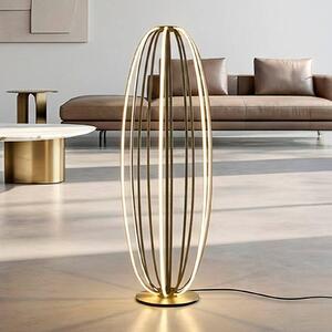 Paul Neuhaus Lampa stojąca Elvara, możliwość ściemniania, brązowy / mosiężny, salon / jadalnia, aluminium