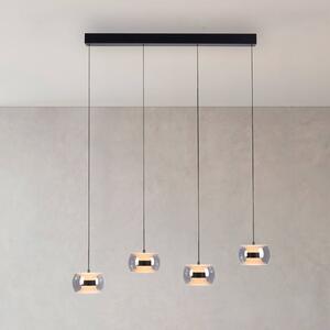 Paul Neuhaus Lampa wisząca Fumea, możliwość ściemniania, czarny, salon / jadalnia, szkło