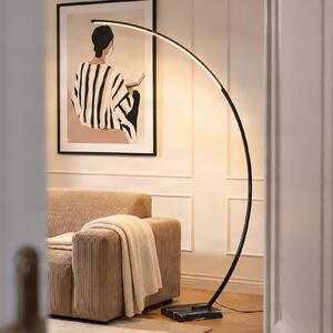 Lampa łukowa - lampa stojąca Kendra Lindby, możliwość ściemniania, czarny, salon / jadalnia, metal, nowoczesny