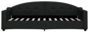 Sofa rozsuwana z szufladami, czarna, 80x200 cm, tkanina