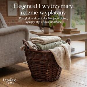 Kosz na pranie wiklinowy | CREATIVE HOME | Okrągły duży uniwersalny 30 cm | Ciemny brązowy