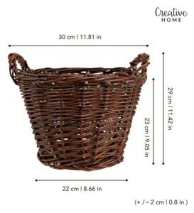 Kosz na pranie wiklinowy | CREATIVE HOME | Okrągły duży uniwersalny 30 cm | Ciemny brązowy