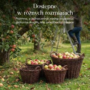Kosz na pranie wiklinowy | CREATIVE HOME | Okrągły duży uniwersalny 30 cm | Ciemny brązowy