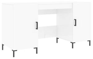 Biurko biaÅe z poÅyskiem, 140x50x75 cm, materiaÅ drewnopochodny