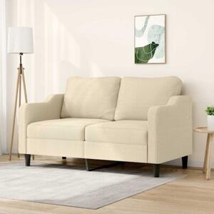 Sofa, 2-osobowa kremowa, 140 cm, tapicerowana tkaninÄ
