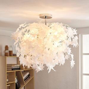 Lampa sufitowa Lindby Maple, Ø 70 cm, chrom, biały, tekstylny