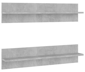 Półki ścienne, 2 szt., szarość betonu, 80x11,5x18 cm, płyta