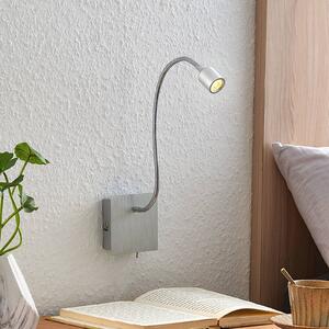 Lindby Kinkiet LED Anjalee, aluminiowy / szary / cynkowy, salon / jadalnia, aluminium, nowoczesny