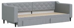 Sofa rozsuwana z szufladami, jasnoszara, 80x200 cm, tkanina