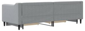 Sofa rozsuwana z szufladami, jasnoszara, 80x200 cm, tkanina