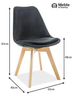 Signal Meble Krzesło Dior Velvet Kuchnia/Jadalnia/Biuro/Pracownia Minimalistyczny/Skandynawski Buk/Czarny Tap.105