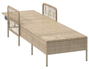 Leżak 1-osoba beżowy i jasnoszary 55 x 200 x 92 cm polirattan