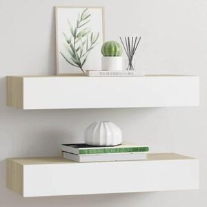 Półki ścienne do szuflad 2 szt. dąb i biel 60x23,5x10cm mdf