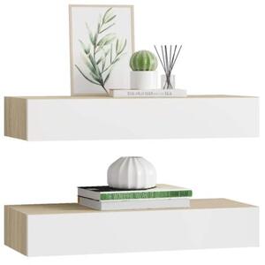 Półki ścienne do szuflad 2 szt. dąb i biel 60x23,5x10cm mdf