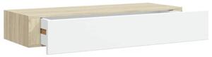 Półki ścienne do szuflad 2 szt. dąb i biel 60x23,5x10cm mdf