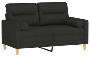 Sofa 2-osobowa z poduszkami, czarna, 120 cm, tkanina