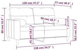 Sofa 2-osobowa z poduszkami, ciemnoszara, 120 cm, tkanina