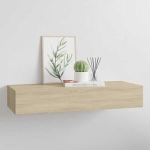 Półka ścienna z szufladą, kolor dębu, 60 x 23,5 x 10 cm, mdf