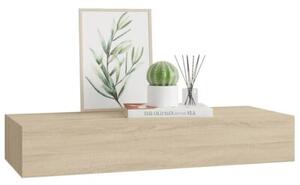Półka ścienna z szufladą, kolor dębu, 60 x 23,5 x 10 cm, mdf
