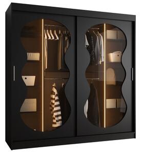 Szafa przesuwna z lustrem Garderoba Abiks BAHRAJN 3 200 czarny + LED 1 szt
