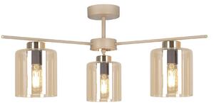 Lampa sufitowa beżowa z trzema kloszami i beżowym stelażem L6-K37