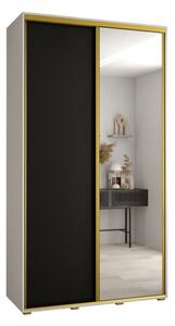 Szafa przesuwna wysoka Davos 3 140, gł. 45 cm biały + czarny + złoty