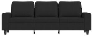 Sofa 3-osobowa, czarna, 180 cm, tapicerowana tkaninÄ