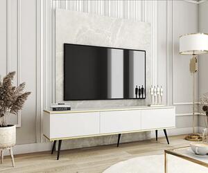 Stojąca długa szafka na TV biały + czarny - Ormond 9X
