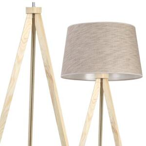 Lampa podłogowa trójnóg naturalny Light Home LH Len 1xE27 44cm abażur stożek beżowy L05