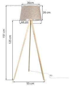 Lampa podłogowa trójnóg naturalny Light Home LH Len 1xE27 44cm abażur stożek beżowy L05