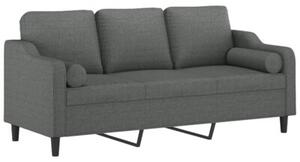 Sofa 3-osobowa z poduszkami, ciemnoszara, 180 cm, tkanina