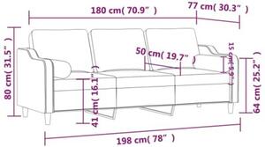Sofa 3-osobowa z poduszkami, ciemnoszara, 180 cm, tkanina