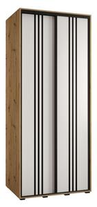 Szafa przesuwna wysoka Davos 6 110, gł. 60 cm artisan + biały + czarny