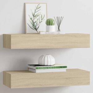 Półki ścienne z szufladą, 2 szt., dąb, 60x23,5x10 cm, mdf