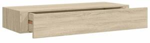 Półki ścienne z szufladą, 2 szt., dąb, 60x23,5x10 cm, mdf