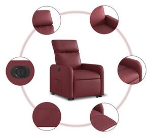 RozkÅadany fotel pionizujÄ cy, elektryczny, bordowy, ekoskÃ³ra