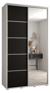 Szafa przesuwna wysoka Davos 5 130, gł. 45 cm biały + czarny + srebrny