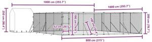Kojec dla psa, z dachem, srebrny, 10x10x2,5m stal galwanizowana