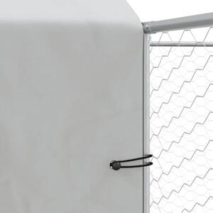 Kojec dla psa, z dachem, srebrny, 10x10x2,5m stal galwanizowana